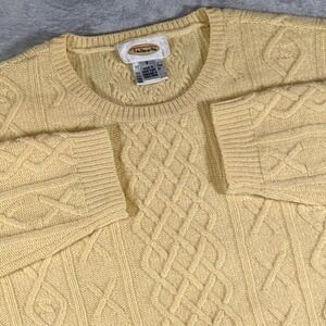 90s Vintage Talbots Lambswool 3D Cable Knit Sweater | Pastel Yellow | Small